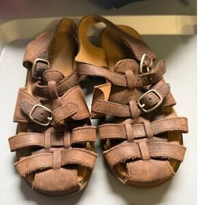 Youth Unisex Stride Rite Sandals 12 Brown Leather Fisherman Buckle